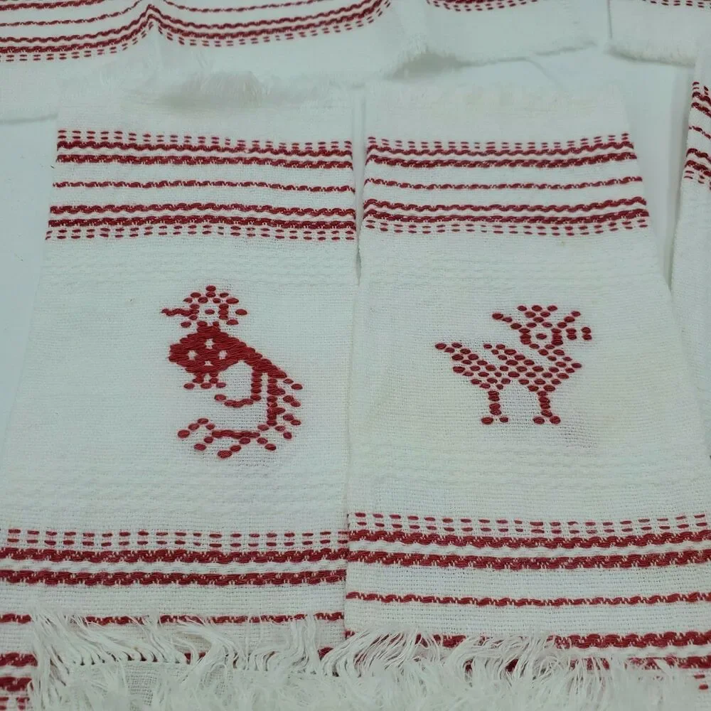 9 Charming Vintage White Red Cocktail Napkins with Different Designs Cherries